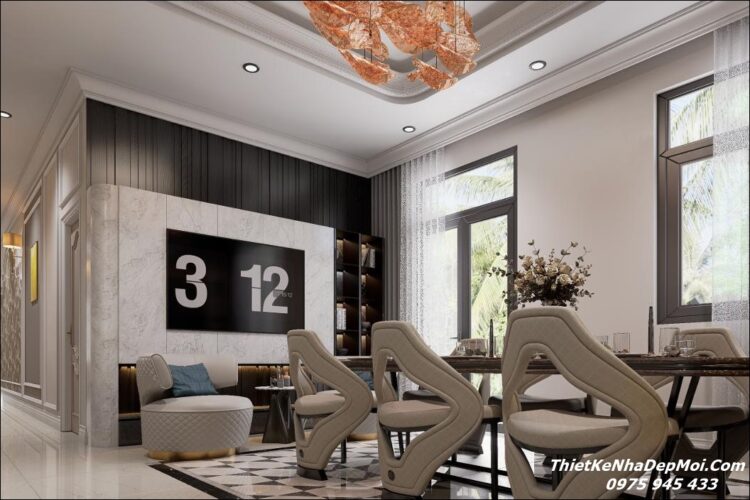 Mẫu thiết kế nội thất nhà mái Nhật đẹp vợ chồng anh Hoàng chị Hiền Thiết kế phòng ăn nhà cấp 4 tân cổ điển
