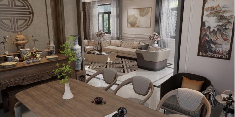 Mẫu thiết kế nội thất nhà mái Nhật đẹp vợ chồng anh Hoàng chị Hiền Không gian trang trí nội thất nhà trệt mái Nhật đẹp 1 tầng