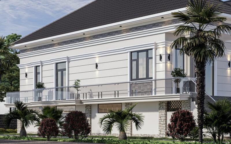 Mẫu nhà sàn 2 tầng mái Nhật cấp 4 120m2