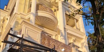 Mẫu biệt thự phố mái thái 3 tầng 9x17m chú Bình Hình ảnh thực tế biệt thự 3 tầng mái thái đẹp 9x17m