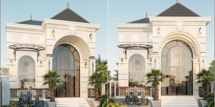 Kiểu nhà ống mái nhật có gác lửng 3 phòng ngủ 1 phòng thờ anh Nguyên Mẫu nhà gác lửng tân cổ điển rộng 7m mặt tiền