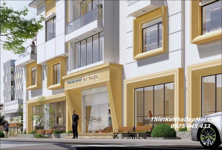 Mẫu nhà phố thương mại liền kề 3 tầng 5m có tầng 1 kinh còn 2 tầng lầu để ở
