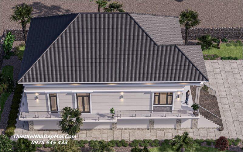 Mẫu nhà cấp 4 hình vuông mái Nhật đẹp kiểu nhà sàn 