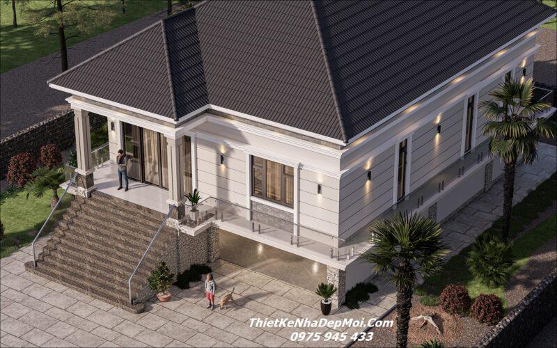 Nhà cấp 4 có tầng hầm để xe trong nhà 