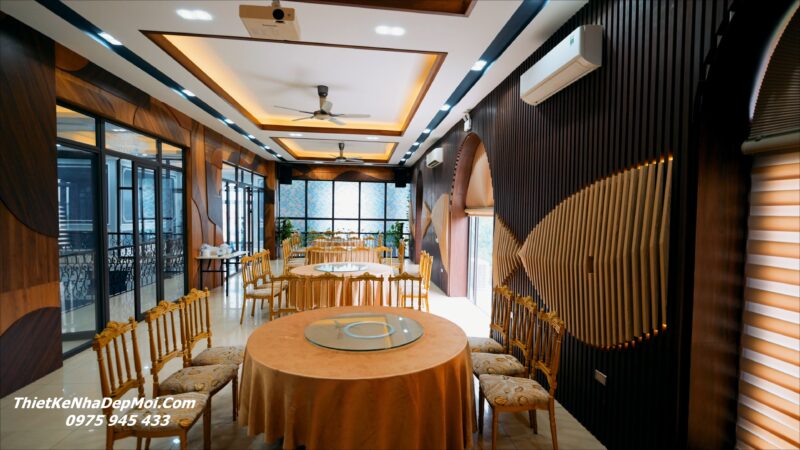 Thiết kế nhà hàng sang trọng so với hình 3D