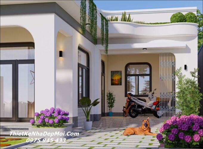 Thiết kế nhà cấp 4 mái bằng theo phong thuỷ hướng Đông Nam 