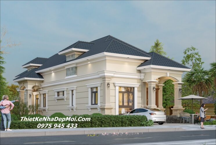 Mẫu thiết kế nội thất nhà mái Nhật đẹp vợ chồng anh Hoàng chị Hiền Nhà mặt tiền 10m 1 tầng mái Nhật