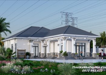 Mẫu thiết kế nhà mái Nhật chữ L 1 tầng 3 phòng ngủ 150m2 ông Thanh Nhà mái nhật chữ L 1 tầng