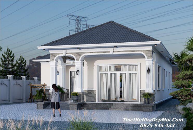 Mẫu nhà mái Nhật 12x15m 1 tầng hình chữ L nằm ngang 