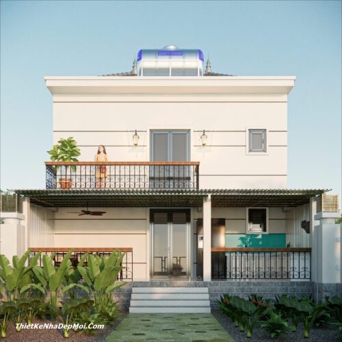 Kiểu nhà ống mái nhật có gác lửng 3 phòng ngủ 1 phòng thờ anh Nguyên Mẫu nhà 1 tầng có gác xếp mái nhật 7x13m