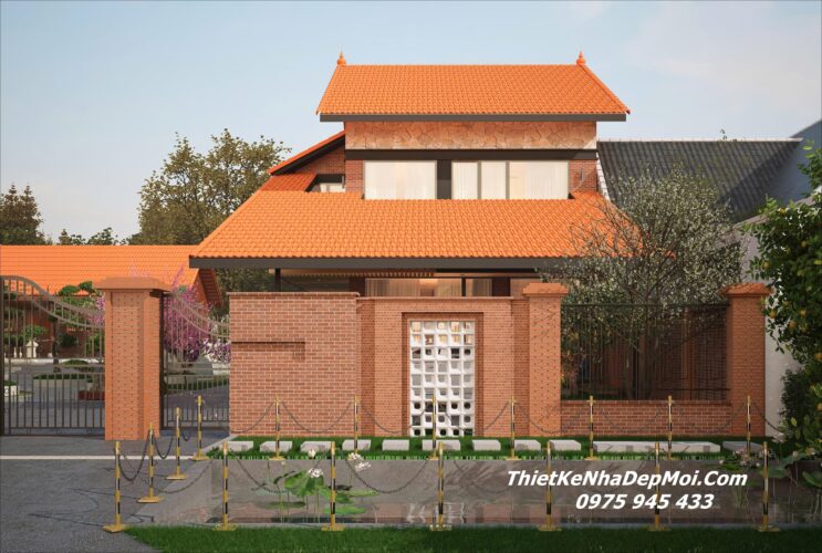 Mẫu nhà 2 tầng hiện đại kết hợp với truyền thống Bắc Bộ 