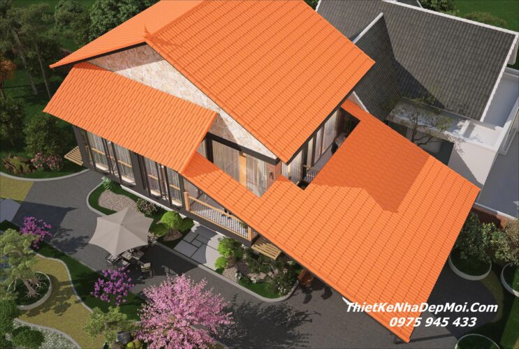 Mẫu nhà 110m2 lợp ngói đỏ truyền thống 2026