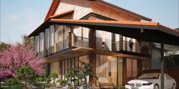 Nhà truyền thống 2 tầng sân vườn mái ngói hiện đại bác Thanh Thiết kế nhà 2 tầng theo phong thuỷ 2026 mái ngói đỏ truyền thống đẹp