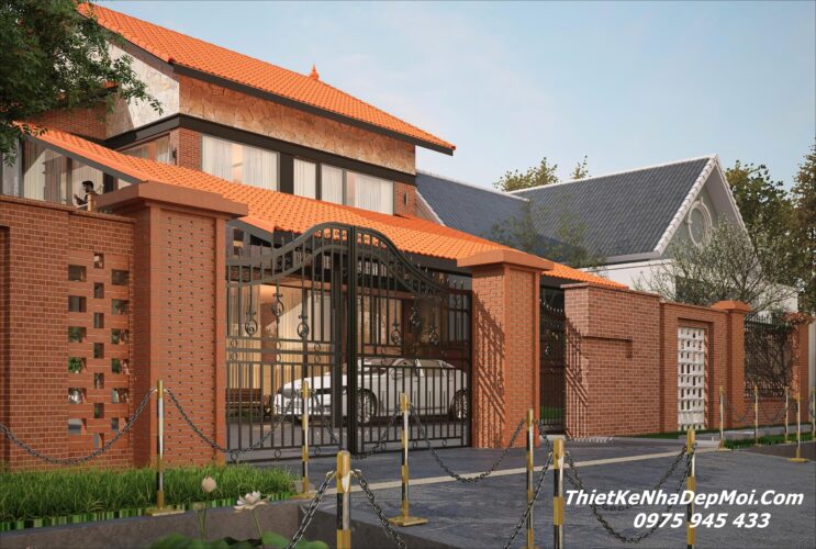 Nhà truyền thống 2 tầng sân vườn mái ngói hiện đại bác Thanh