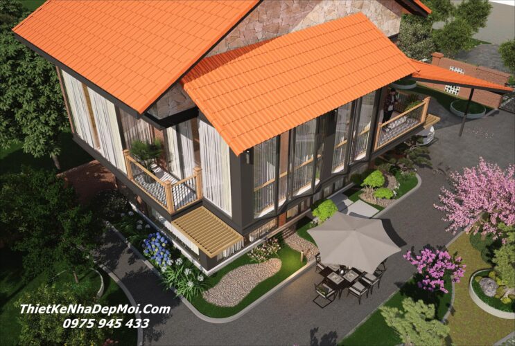 Nhà truyền thống 2 tầng đẹp nông thôn đồng bằng Bắc Bộ 