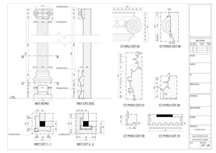Bản vẽ thiết kế biệt thự 1 tầng 4 phòng ngủ tân cổ điển kiểu châu Âu