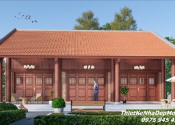 Mẫu nhà truyền thống 3 gian đẹp bằng gỗ tự nhiên