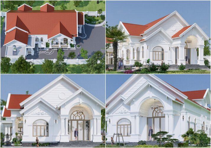 Thiết kế nhà cấp 4 nông thôn lợp ngói đỏ 200m2