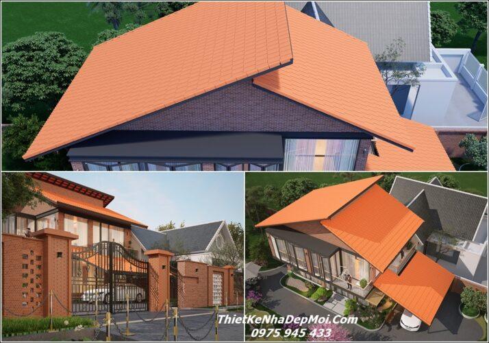 Mẫu nhà mái ngói đỏ 2 tầng ở nông thôn 6x17m mái dốc truyền thống hiện đại 