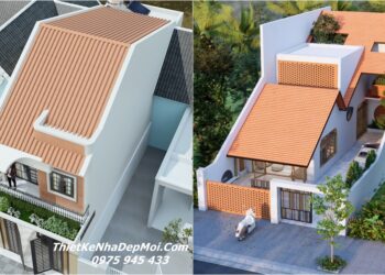 Mẫu thiết kế nhà mái dốc 2 tầng đẹp mặt tiền hiện đại 2025 - 2026 Các kiểu nhà mái dốc lợp ngói đỏ đẹp nhất Việt Nam