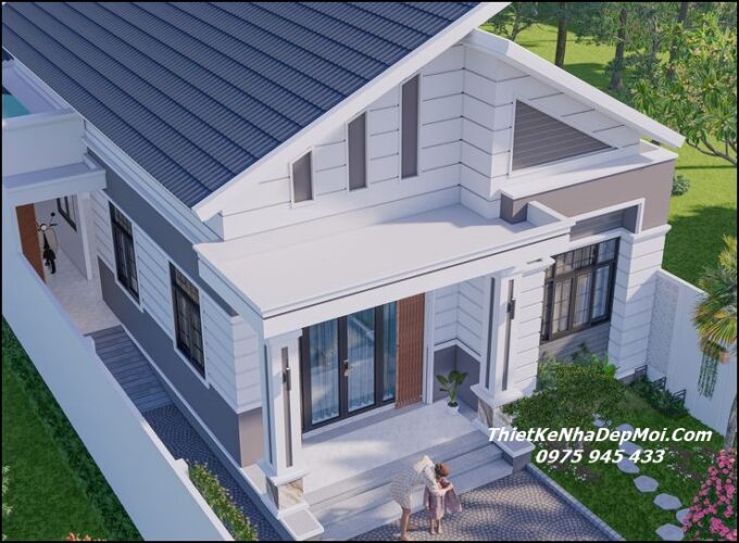 Bản vẽ nhà cấp 4 120m2 hiện đại mái xéo 