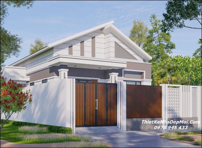 Mẫu nhà cấp 4 mặt tiền 10m 1 tầng hiện đại đẹp 2025 - 2026 