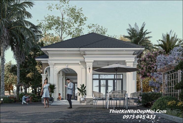 Nhà 1 tầng mái Nhật 8x20m phong cách châu âu 