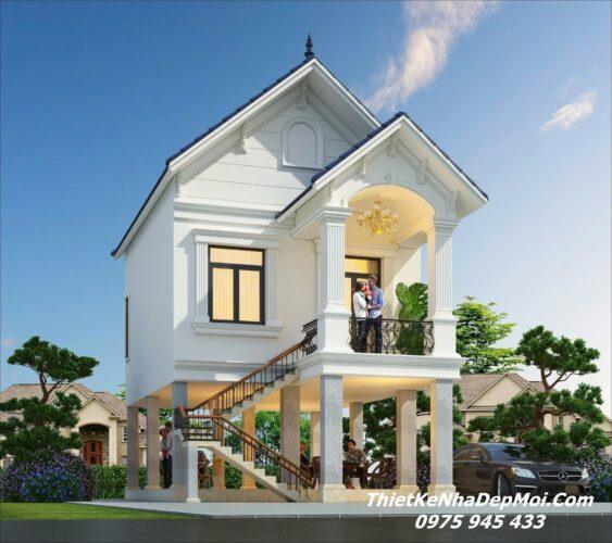 Mẫu nhà cấp 4 có tầng hầm nổi để trống kiểu nhà sàn 100m2 6x16m 