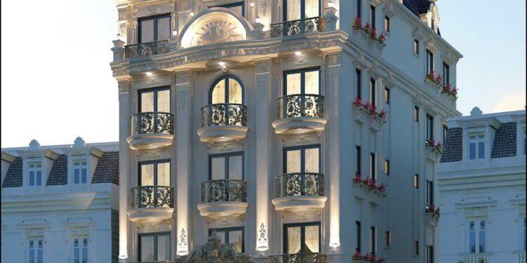 Mẫu thiết kế khách sạn 6 tầng 12x17m mặt tiền tân cổ điển