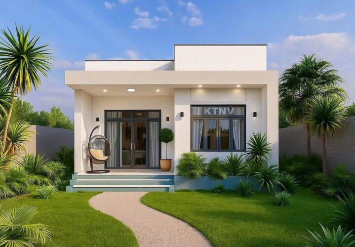 Mẫu nhà cấp đẹp 8x15 có sân vườn 