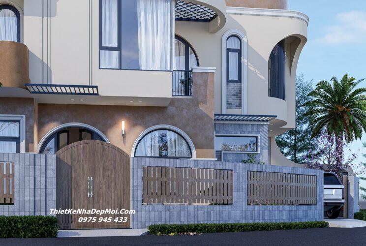 Mẫu thiết kế xây nhà căn góc phố tân cổ điển đẹp Phú Hình ảnh nhà góc đường 2 mặt tiền