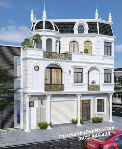 Mẫu thiết kế xây nhà căn góc phố tân cổ điển đẹp Phú Góc nhà đẹp 2 mặt tiền kiểu châu âu