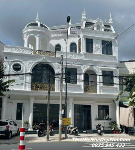 Mẫu thiết kế xây nhà căn góc phố tân cổ điển đẹp Phú Nhà phố góc đẹp 3 tầng 2 mặt tiền 100m2