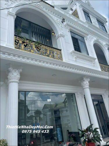 Mẫu thiết kế xây nhà căn góc phố tân cổ điển đẹp Phú Nhà 2 mặt tiền phố bị vát góc đẹp năm 2026