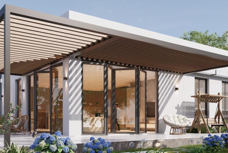 Mẫu nhà vườn đẹp mái bằng 150m2