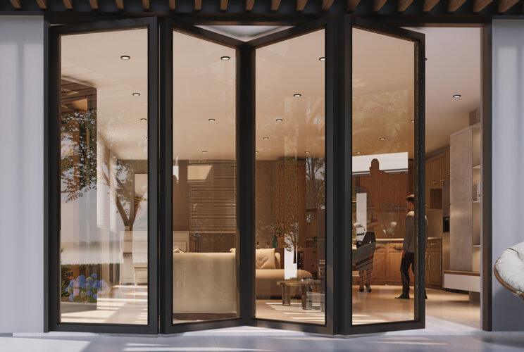 Cửa chính cho nhà mái bằng 