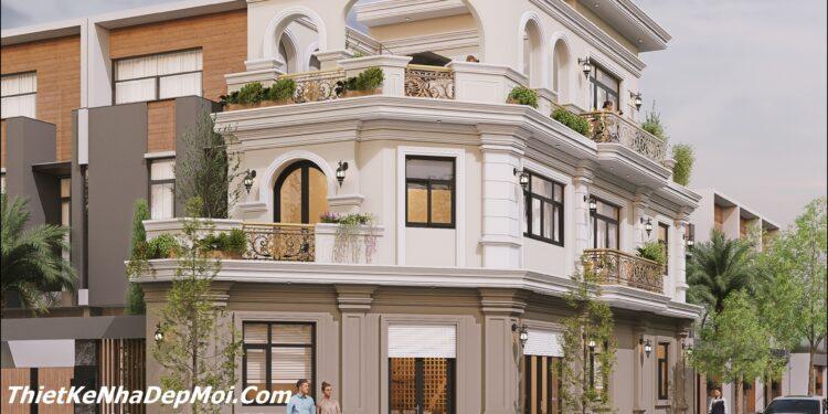 Thiết kế nhà ống 2 mặt tiền lô góc đẹp 6x20m