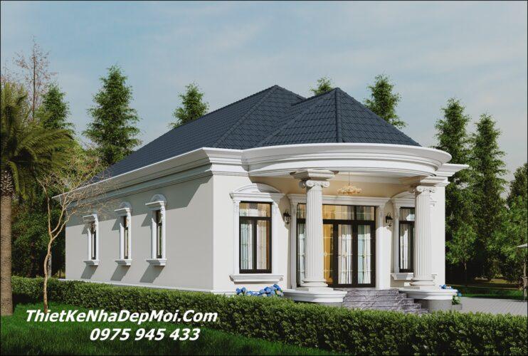 Mẫu nhà vườn mái Nhật 1 tầng tân cổ điển anh Quý Nhà trệt mái Nhật đẹp ở quê kiểu châu âu