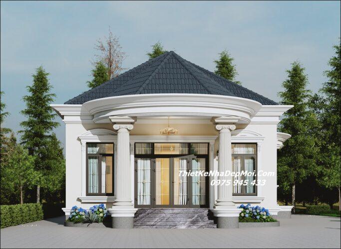 Mẫu nhà vườn mái Nhật 1 tầng tân cổ điển anh Quý Nhà mái Nhật 1 tầng tân cổ điển mái ngói mặt tiền 10m - 11m