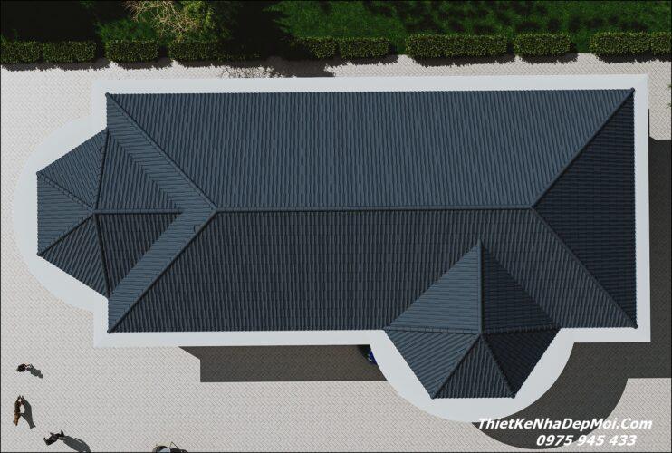 Mẫu nhà vườn mái Nhật 1 tầng tân cổ điển anh Quý Nhà 3 gian mặt tiền 9m mái Nhật 1 tầng 3 phòng ngủ 140m2