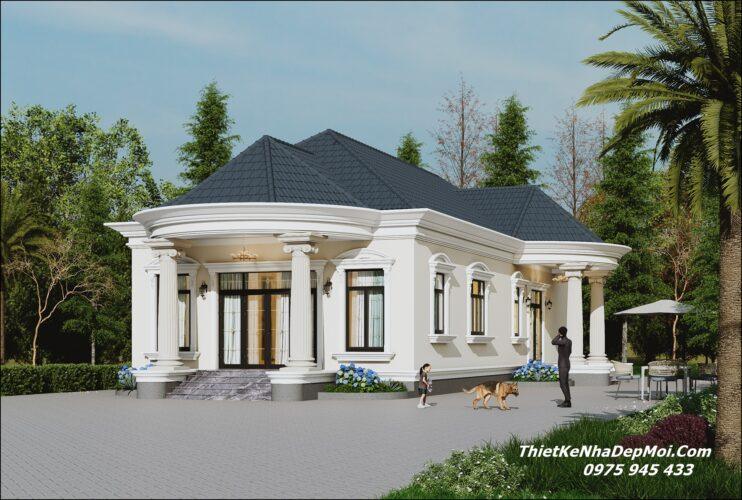 Mẫu nhà vườn mái Nhật 1 tầng tân cổ điển anh Quý Mẫu nhà cấp 4 3 gian mái nhật mặt tiền 9m tân cổ điẻn