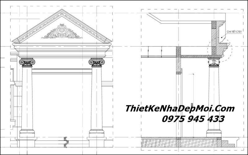 Mẫu nhà vườn mái Nhật 1 tầng tân cổ điển anh Quý Bản vẽ xây dựng biệt thự ở quê 4 phòng ngủ 1 tầng mái Nhật 9x20m