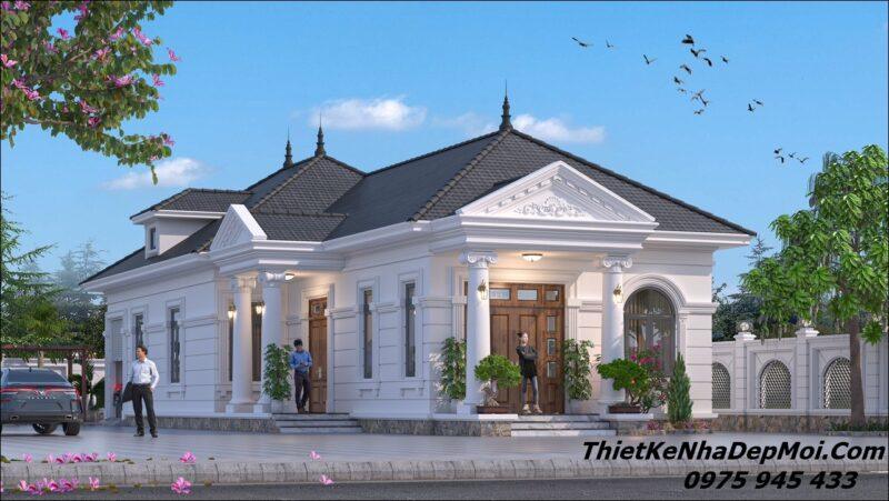 Mẫu nhà vườn mái Nhật 1 tầng tân cổ điển anh Quý Mẫu thiết kế nhà cấp 4 đẹp mái Nhật 4 phòng ngủ 9x20m