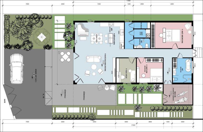 Bản vẽ nhà vườn mái Bằng diện tích 160m2 hiện đại 