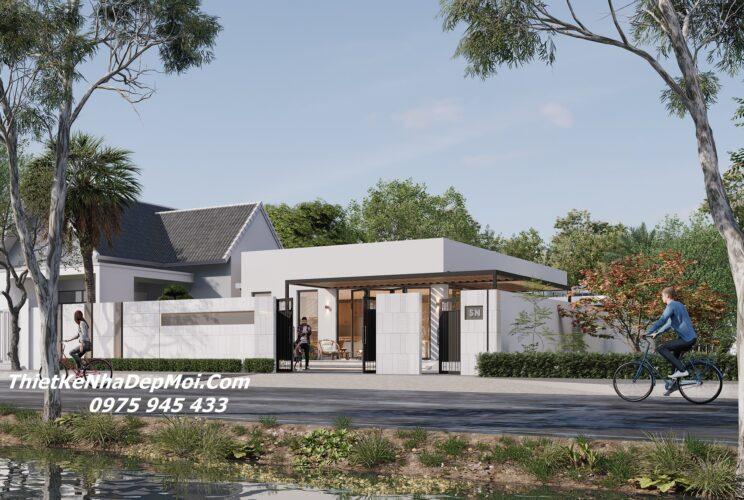 Nhà cấp 4 mái bằng có sân vườn 3 phòng ngủ 1 phòng thờ ở quê 