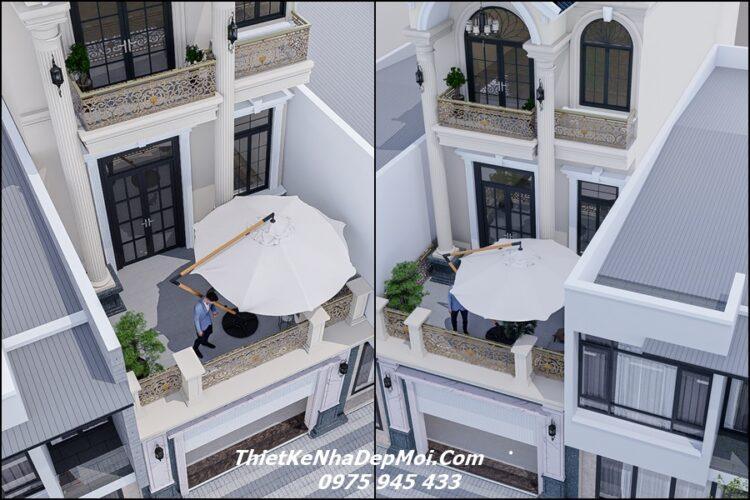 Thiết kế nhà phố đẹp 3 tầng mặt tiền 5m tân cổ điển