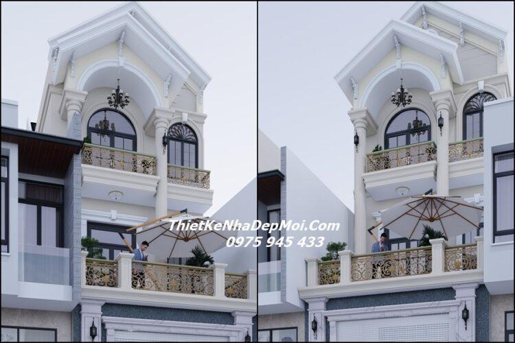 Mẫu nhà mái thái mặt tiền 5m 1 trệt 2 lầu đẹp 
