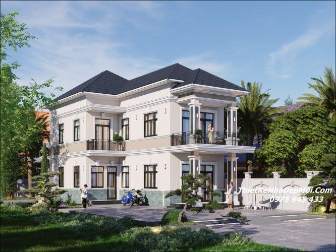 Nhà chữ L mái Nhật 1 trệt 1 lầu 8x18m