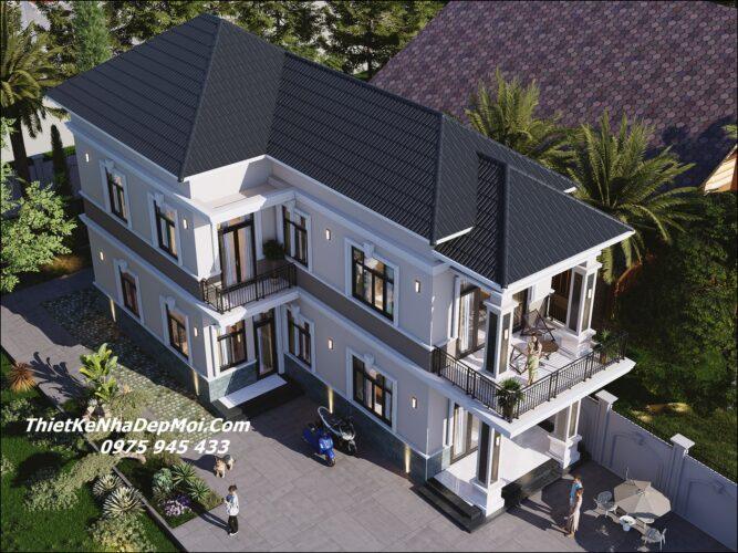 Mẫu nhà tân cổ điển 2 tầng mái nhật 