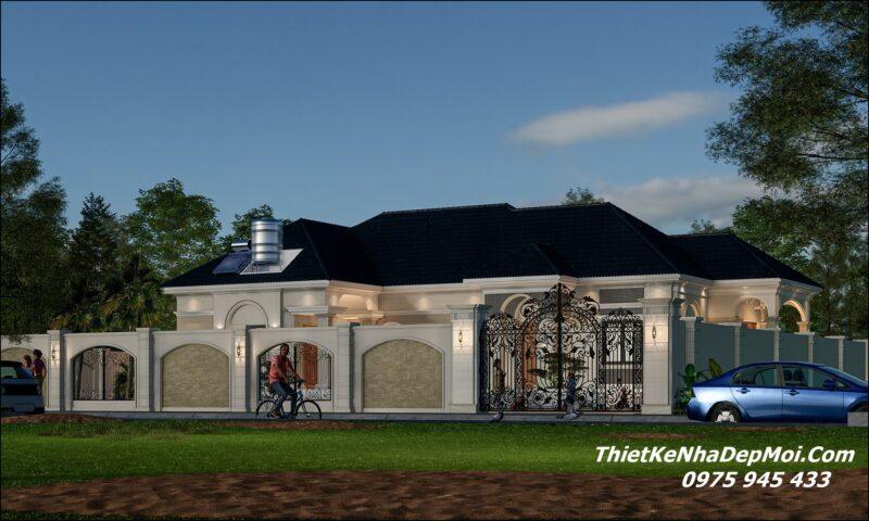 Mẫu nhà mái Nhật chữ L 4 phòng ngủ 1 tầng đẹp 2026